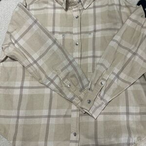 Aerie Button-Up Shirt in Beige and Cream